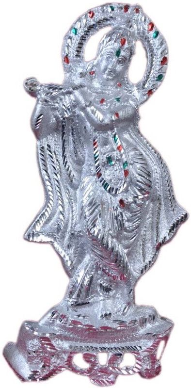 jy Krishna Standing God Idol Decorative Showpiece - 30 cm  (Aluminium, Silver)