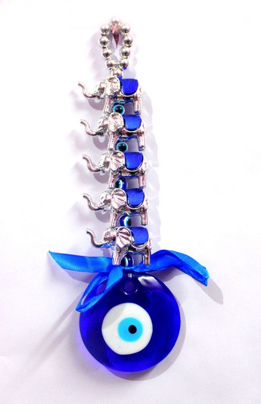 Bansiwal Feng Shui Elephant Evil Eye Protection Car and Door Hanging Gift Item (Pack of 1) (21cm) Decorative Showpiece - 21 cm  (Ceramic, Blue)