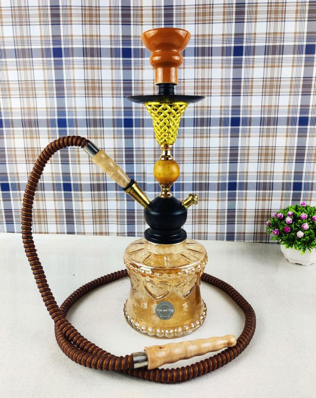 15 inch Glass, Ceramic Hookah  (Gold)