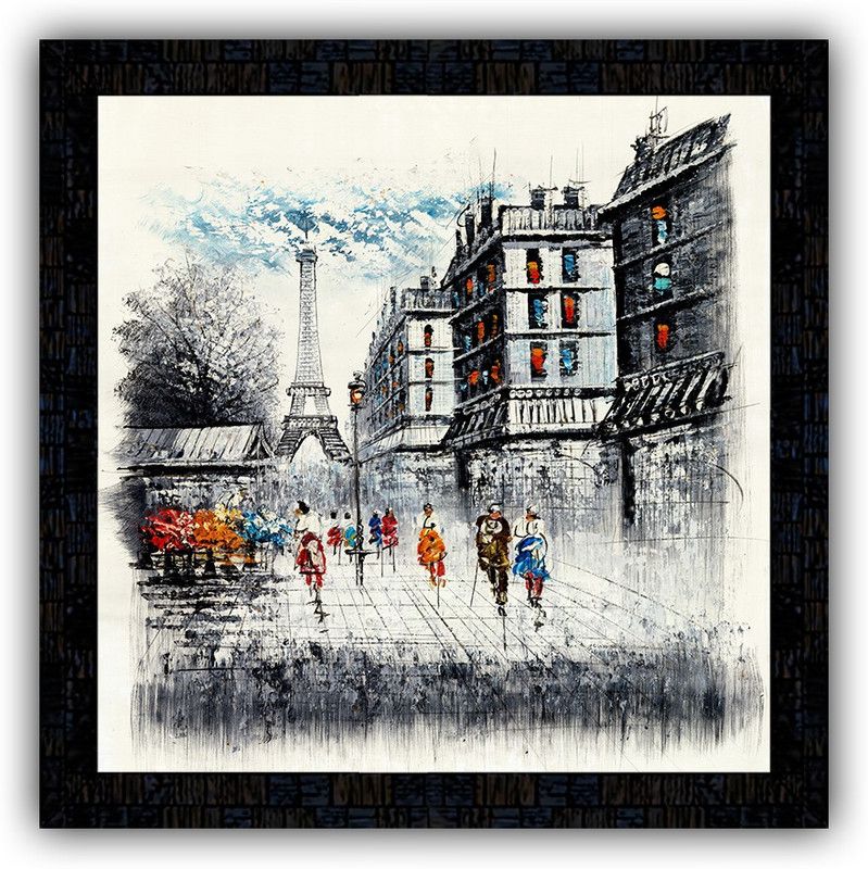 Poster N Frames framed poster of Eiffe Tower Love Couple-7396 Digital Reprint 14 inch x 14 inch Painting  (With Frame)