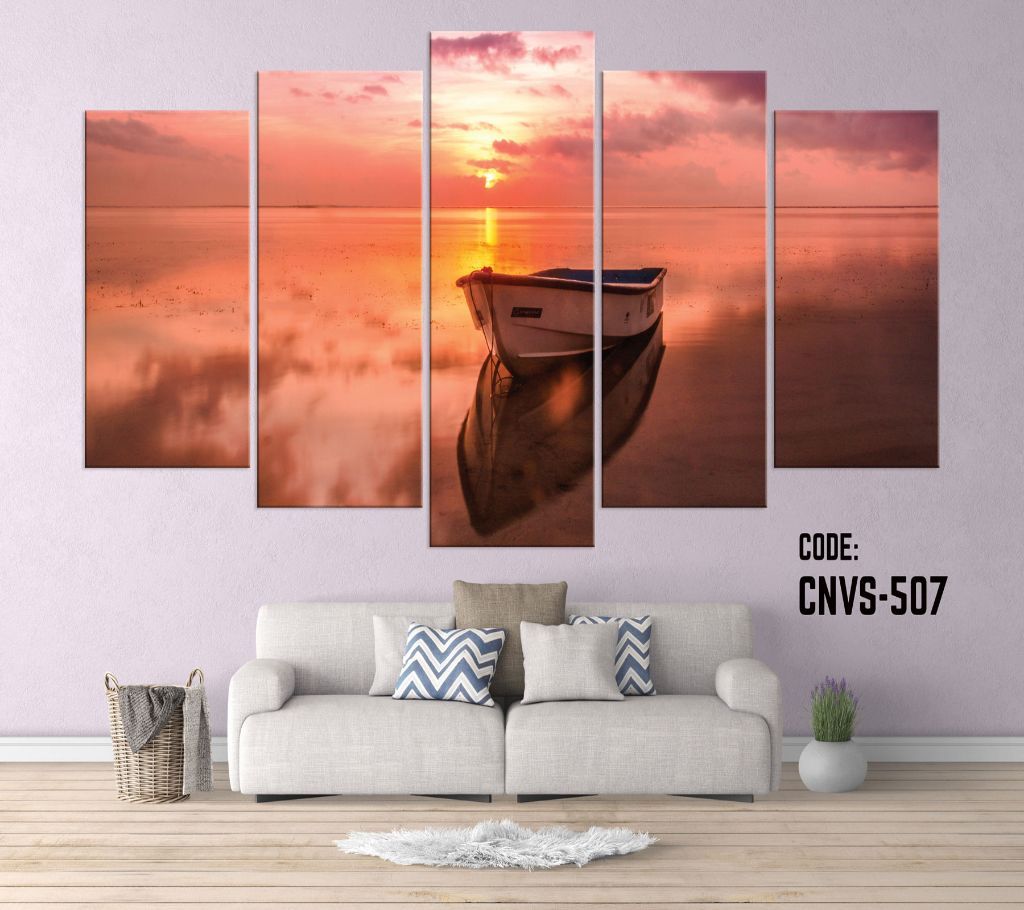 CNVS-507 Sea Sunset Boat Wall Canvas Art Prints 48 inch x 24 inch