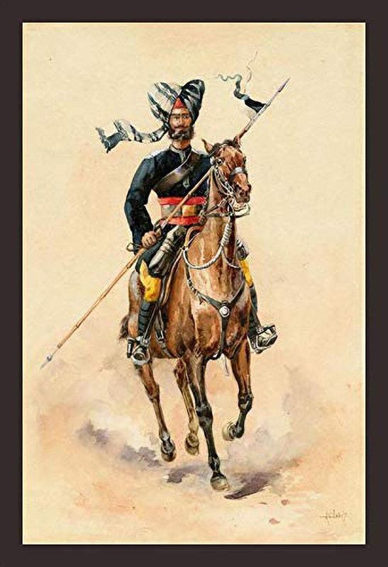 Mad Masters Paintings Sikh Warrior(Mad 3201) Oil 18 inch x 12 inch Painting  (With Frame)
