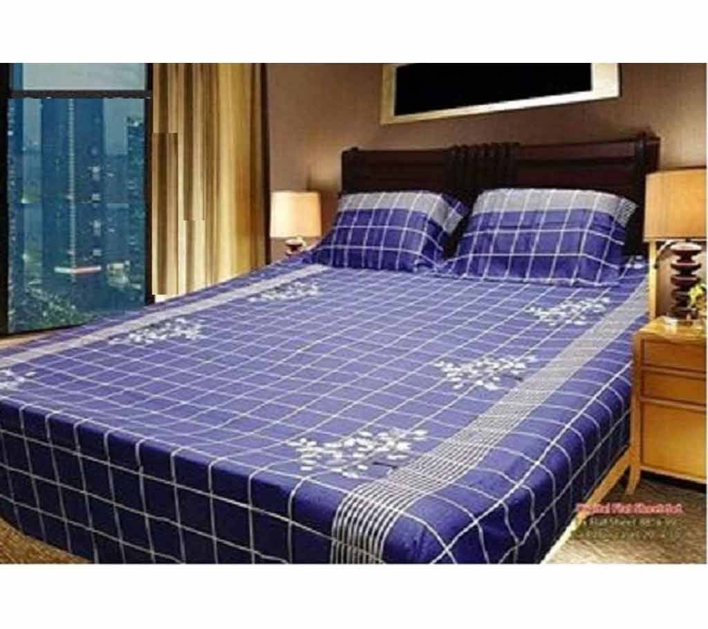 Double Size Cotton Bed Sheet with Matching 2 Pillow Covers - Multicolor bed-11
