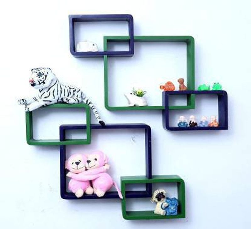 forex max handicrafts MDF (Medium Density Fiber) Wall Shelf  (Number of Shelves - 6, Blue, Green)