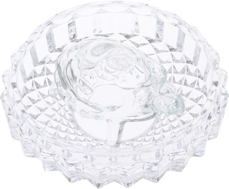 Aarchi Handcrafted Crystal Glass Turtle With Plate Decorative Showpiece Decorative Showpiece - 5 cm  (Glass, Clear)