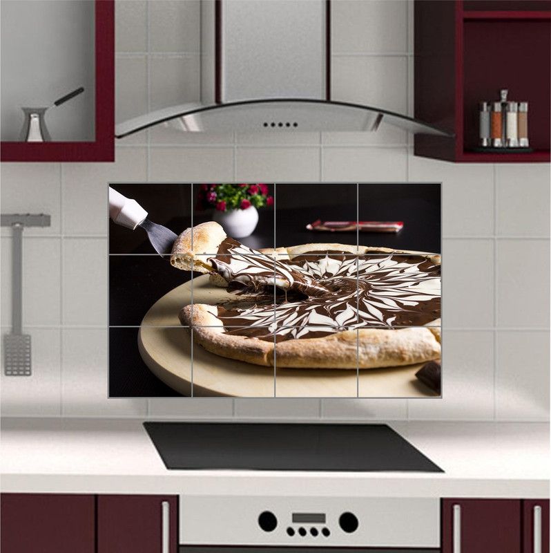 Wildartcreation 50.8 cm Pizza Love Waterproof and Anti Oil Stain Kitchen Sticker designs 46 Self Adhesive Sticker  (Pack of 1)