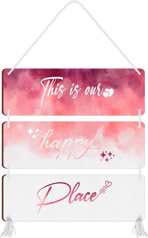 Blue Finch This Is Our Happy Place Wall Hanging Home Decoration And Office Decoration Item  (Red)