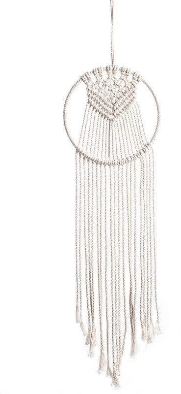 Satyam Kraft 1 Pcs Handmade Cotton Dori, Macrame Dream Catcher Wall Hanging for Home and Room Decoration Length - 30 inch.  (Off white)