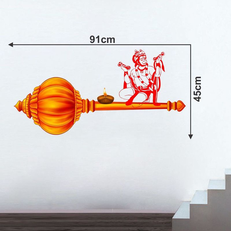 Sunshine Décor 91 cm Hanuman ji Wall Sticker and Home Décor Self Adhesive Sticker  (Pack of 1)