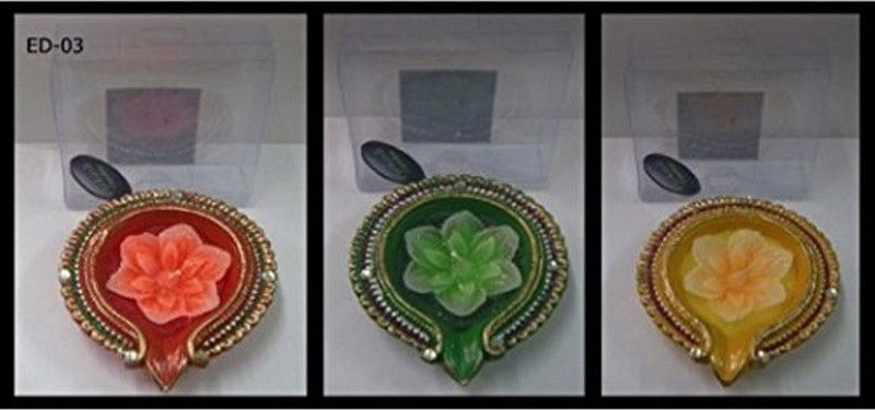 FUNCART Rangoli diya with glitter candle-1 pc varied colors Candle (Multicolor, Pack of 1) Candle  (Multicolor, Pack of 1)