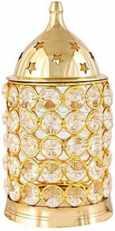 tovaih Brass Akhand Diya | Diamond Crystal Deepak/Dia | Akhand Jyot | Magical Lantern Brass Diya | Decorative Brass Crystal Oil Lamp (Tea Shape) Brass Table Diya  (Height: 5.5 inch)