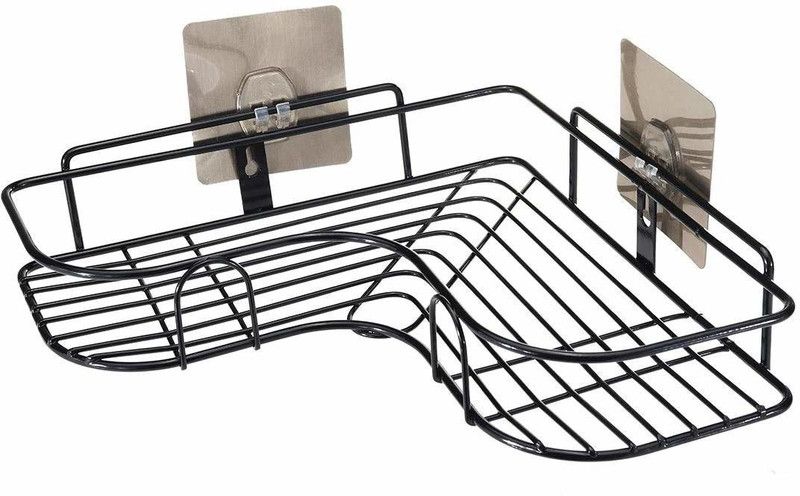 FeelOShoppy Multipurpose Self Adhesive Wall-Mounted Corner Storage Rack Bathroom Shelf Organizer Kitchen Basket Cosmetic Hanging Shower Caddy Rack Stainless Steel Wall Shelf Stainless Steel Wall Shelf  (Number of Shelves - 1)