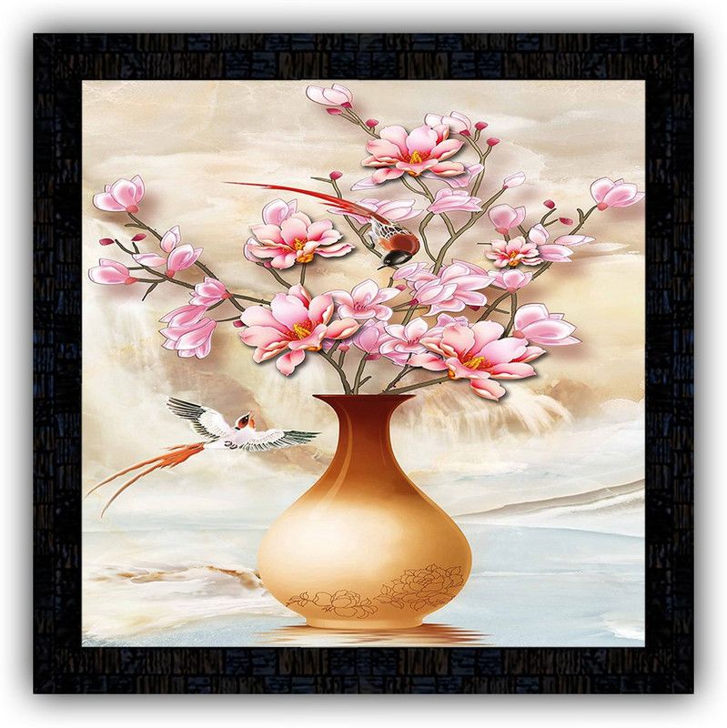 Poster N Frames framed poster of Flower floral-18318 Digital Reprint 14 inch x 14 inch Painting  (With Frame)