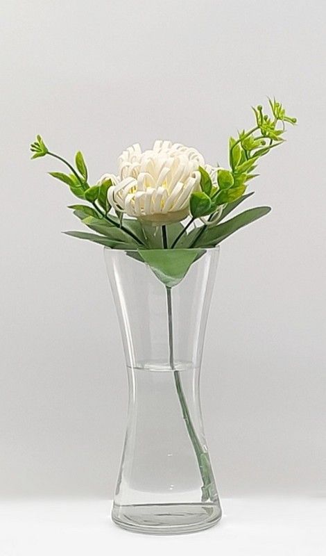 FAA Craft Curve Small Tapper Transperent Hurricane Home Decorative Flower Vases for Home Decor, Side Corners, Living Room, Dining Room, Center Table, Bedroom, Centerpiece Transperent Glass Vase  (6 inch, White)