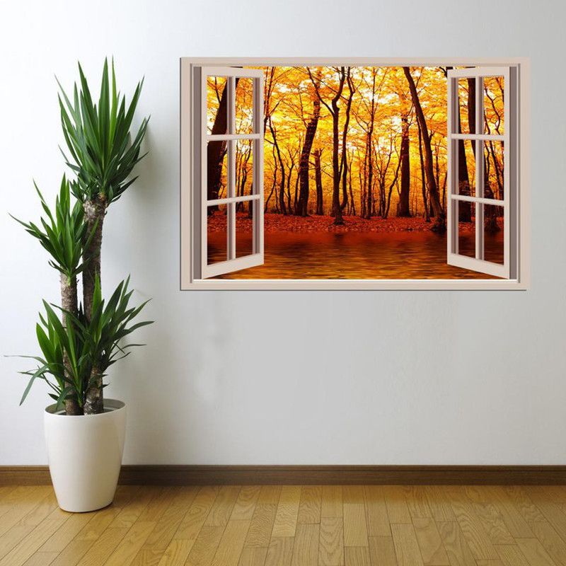MH DÉCOR 90 cm Leaf Scenery Self Adhesive Sticker  (Pack of 1)