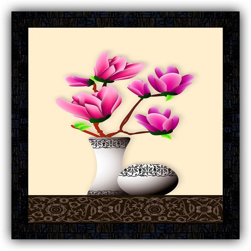 Poster N Frames framed poster of Flower floral-18267 Digital Reprint 14 inch x 14 inch Painting  (With Frame)