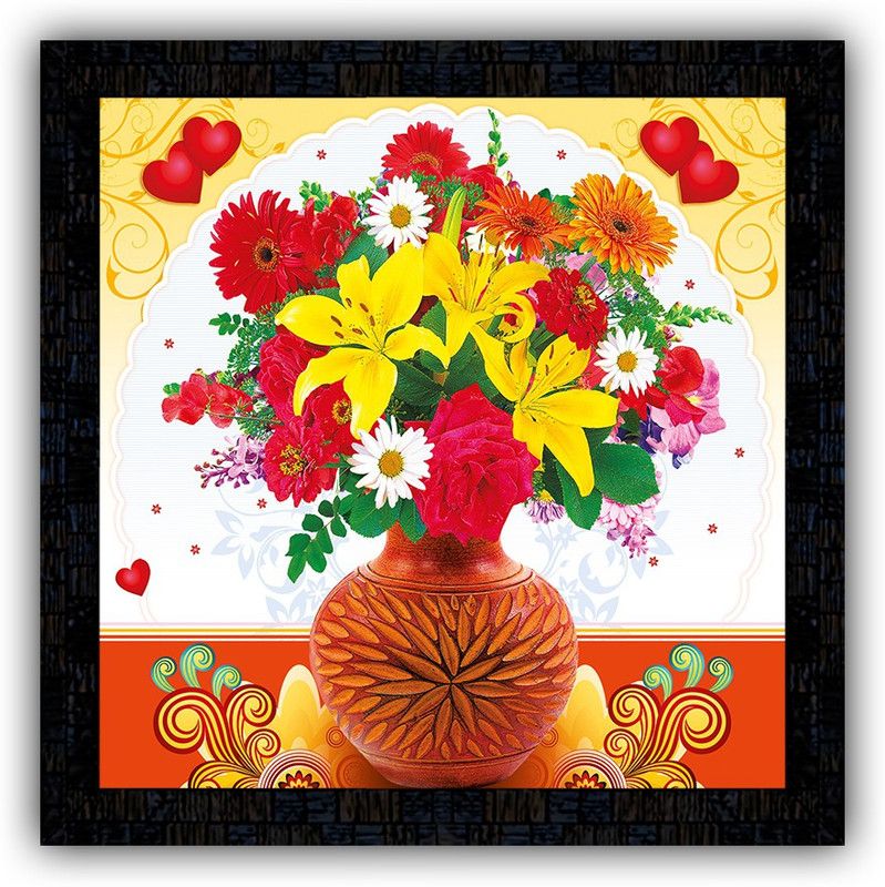 Poster N Frames framed poster of Flower floral-14911 Digital Reprint 14 inch x 14 inch Painting  (With Frame)