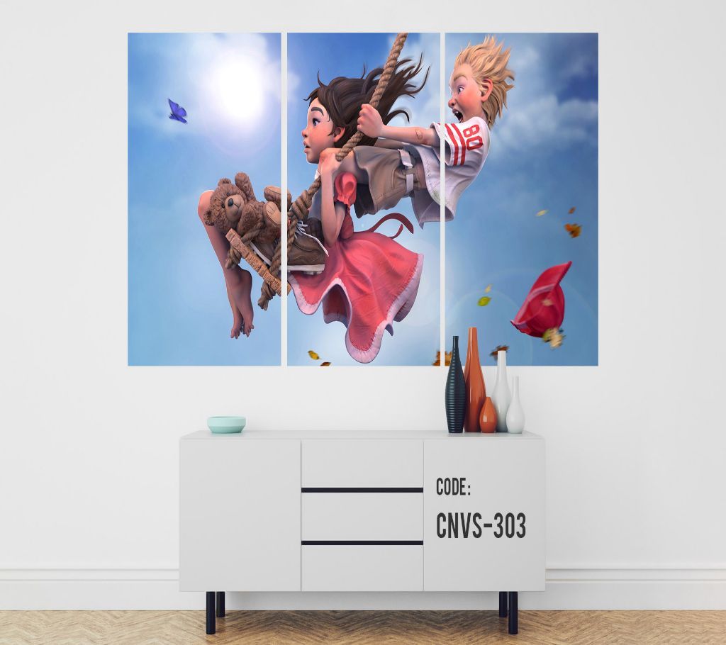 CNVS-303 Playing Child Wall Canvas Art Prints 48 inch x 26 inch