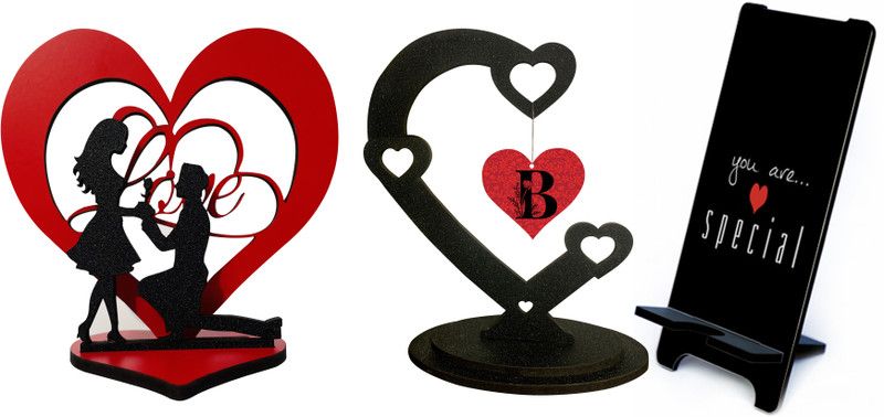 Radheshrakhi B Letter Showpiece Decorative Showpiece - 12.5 cm  (Wood, Red)