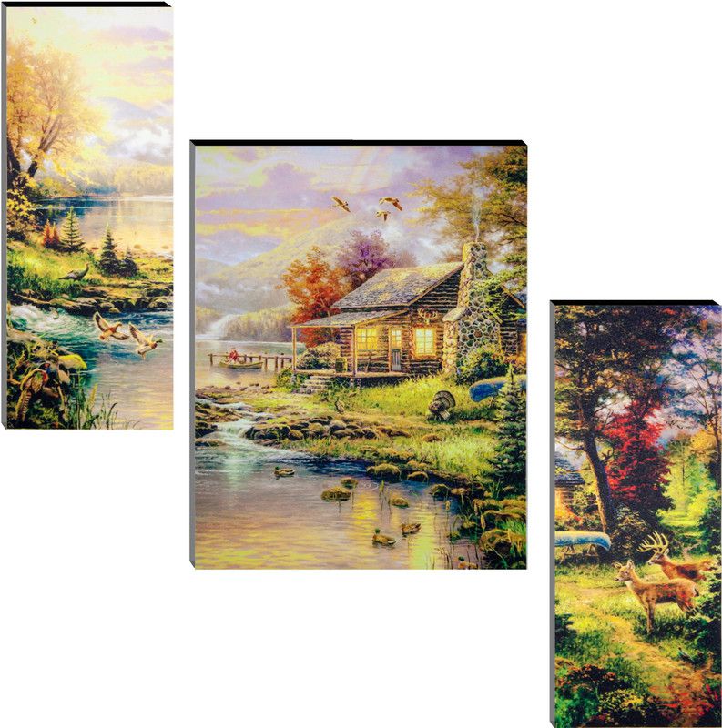 SNFArt Set Of 3 Modern Art Home Décor 3d Digital Reprint 12 inch x 18 inch Painting  (Without Frame, Pack of 3)