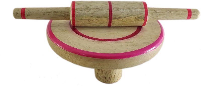 SHREE GANESH ENTERPRISES Indian wood kitchen toy bread rolling pin board miniature chakla belan. Decorative Showpiece - 3 cm  (Wood, Multicolor)