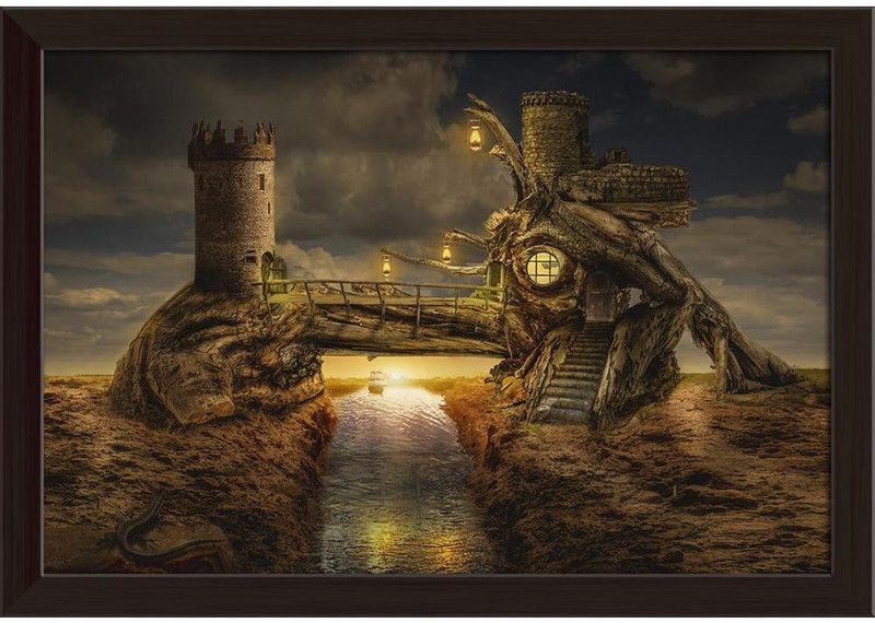 Artzfolio Fairy House Fort Framed Wall Art Painting Print Canvas 12 inch x 17 inch Painting  (With Frame)