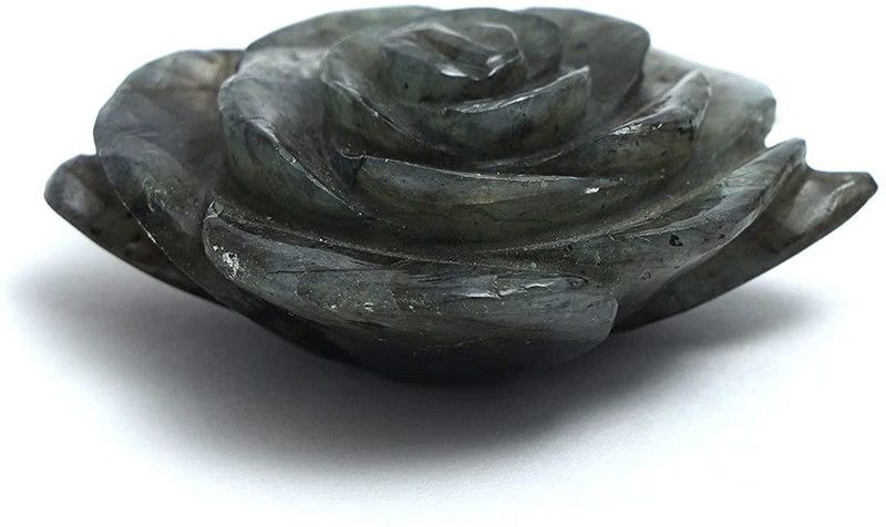 SP COSMIC CREATION Natural Labradorite Flower Figure Decorative Showpiece - 15 cm  (Stone, Black)