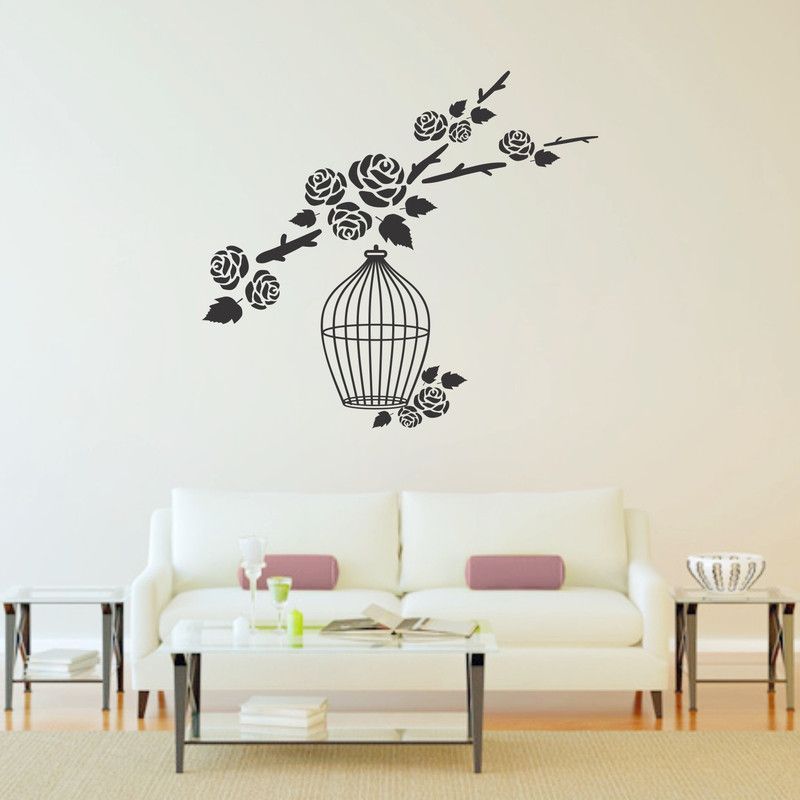 StickMe 100 cm Bird Cage With Roses Wall Sticker - SM 045 Self Adhesive Sticker  (Pack of 1)