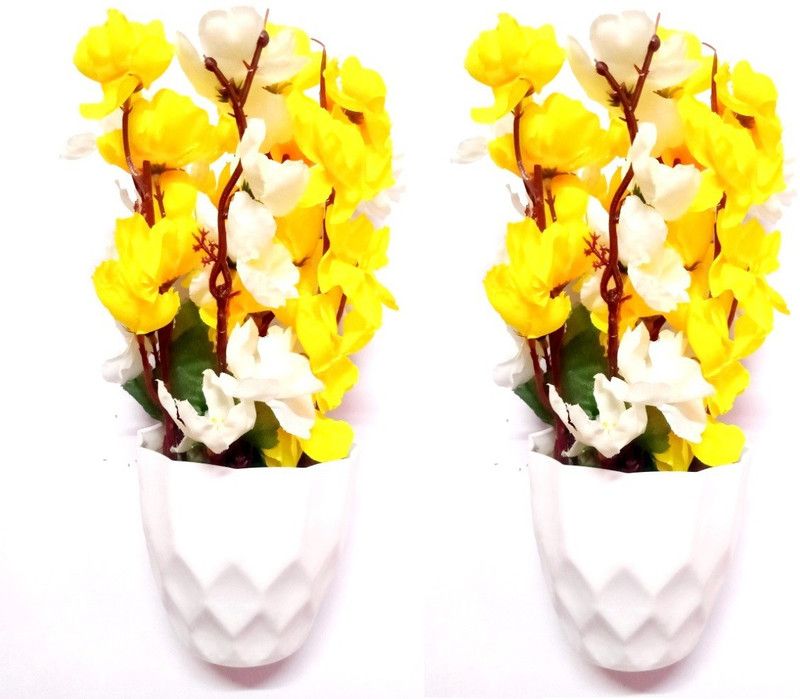 Green Plant indoor Orchid11068 Bonsai Wild Artificial Plant with Pot  (23 cm, Multicolor)