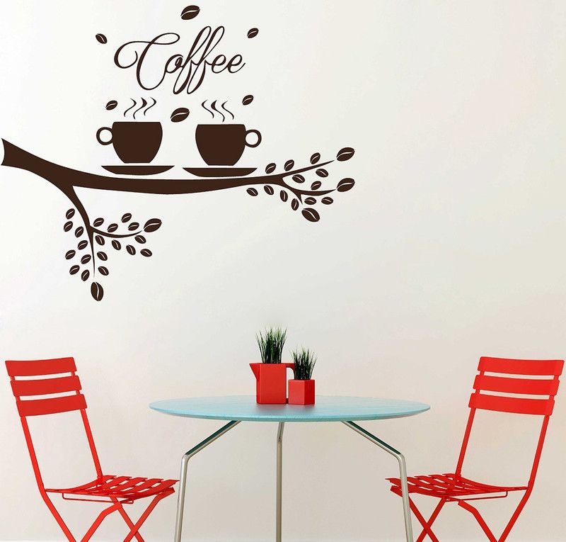 Dumdic 85 cm Coffee Black Medium Vinyl Wallsticker (85 cm x 70 cm) Self Adhesive Sticker  (Pack of 1)