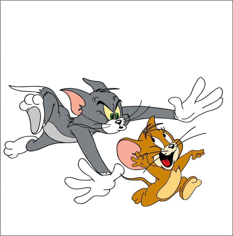 Burhani Decor 64 cm Tom And Jerry Wall Sticker Design Self Adhesive Sticker  (Pack of 1)