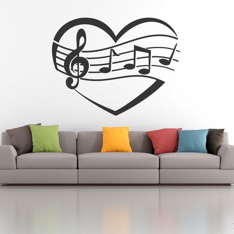StickMe 70 cm Love Music Heart Wall Sticker - SM 364 Self Adhesive Sticker  (Pack of 1)