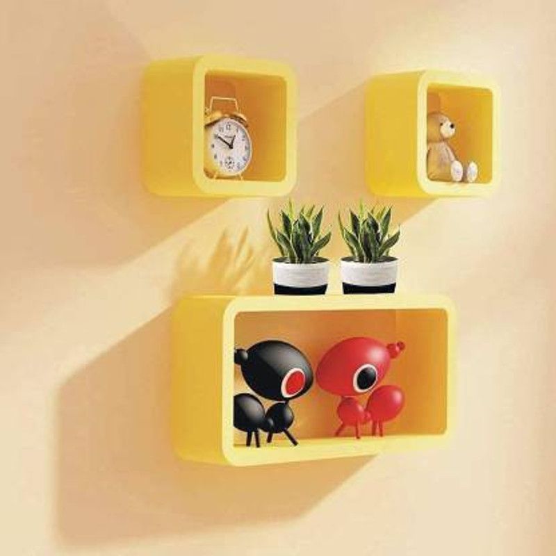 AN Craft Wall shelf cube shape wall hanging, mounted ,floating wall shelf wall decorative beautiful design MDF (Medium Density Fiber) Wall Shelf  (Number of Shelves - 3)