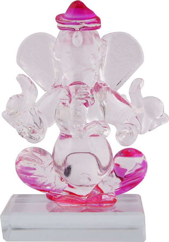 jagriti enterprise Crystal ganesha Twin side face for car dashboard idols /office /study/home/Room Decorative Showpiece - 3.25 cm  (Polyresin, White)