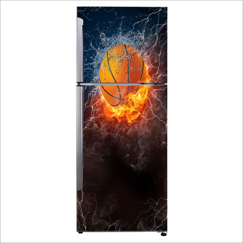 Khatwal Enterprises 160 cm Decorative sport basketball stock illustration fire atmosphere Fridge Sticker Self Adhesive Sticker  (Pack of 1)