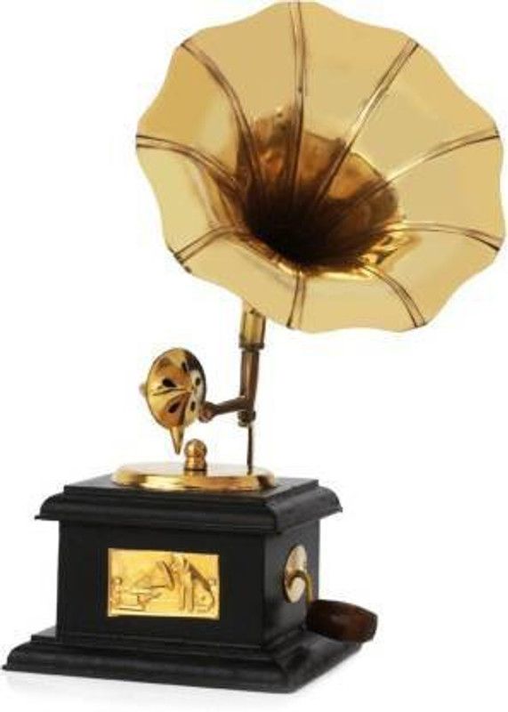 WOODINCLINE Wooden Handicraft Gramophone With brass Horn Wooden Gramophone  (Yes)