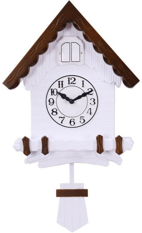 Three Secondz Analog-Digital 52 cm X 31 cm Wall Clock  (White, Brown, Without Glass, Double-Sided)