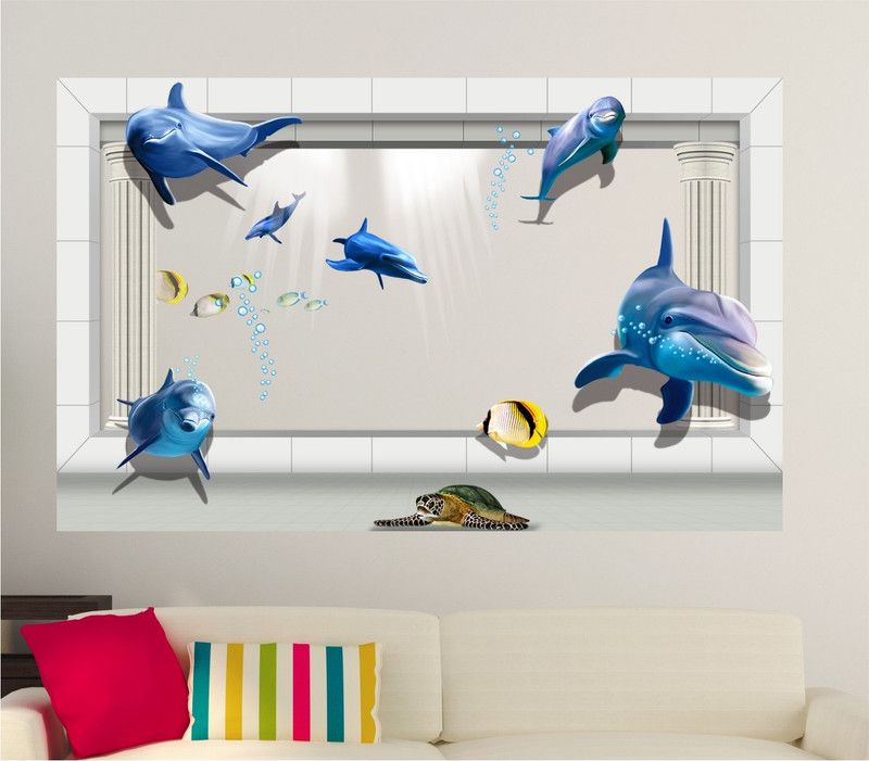 BALKRISHNA WALL STICKER 96 cm HD LOVELY FISH CARTOON Self Adhesive Sticker  (Pack of 1)
