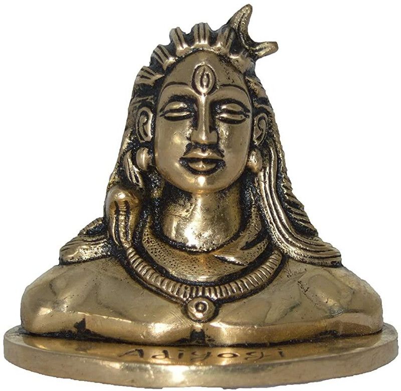 Handmade Brass Brass Adiyogi Murti Idol Statue for Pooja Puja Mandir Decorative Showpiece - 7 cm  (Brass, Gold)