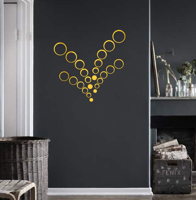 Decor studio 30.48 cm golden acrylic rings set wall sticker Self Adhesive Sticker  (Pack of 1)
