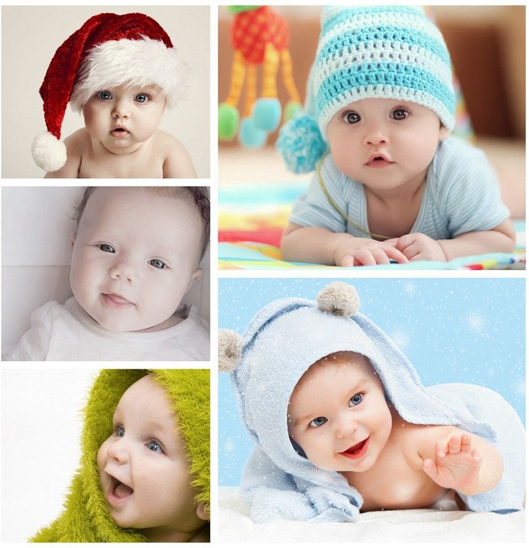 Set of 5 Cute Baby Combo Posters | Smiling Baby Poster | Poster for Pregnant Women | HD Baby Wall Poster for Room decor (12x18-Inch, 300GSM Thick Paper, Gloss Laminated) Paper Print  (12 inch X 18 inch, Rolled)