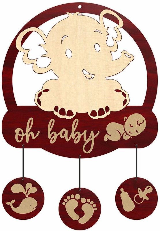 CVANU OH Baby-Love Cutout Wooden Wall Hanging Board for Home Decor_C91  (16 inch X 11 inch, Multicolor)