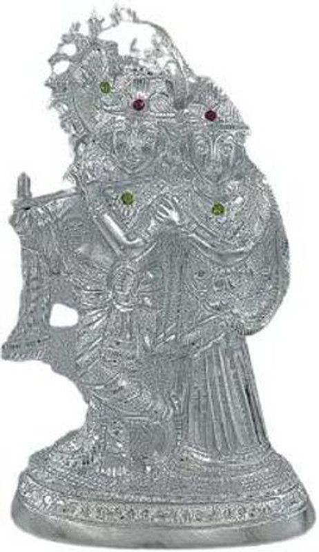 Green Whisper Handmade Silver Plated Shri Radha Krishna Murti | Symbol of Love Decorative Showpiece - 22 cm  (Metal, Silver)
