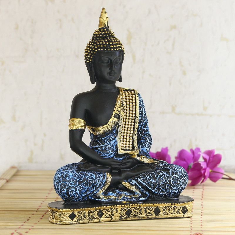 Flipkart SmartBuy Blue Meditating Buddha Decorative Decorative Showpiece - 23 cm  (Marble, Blue)