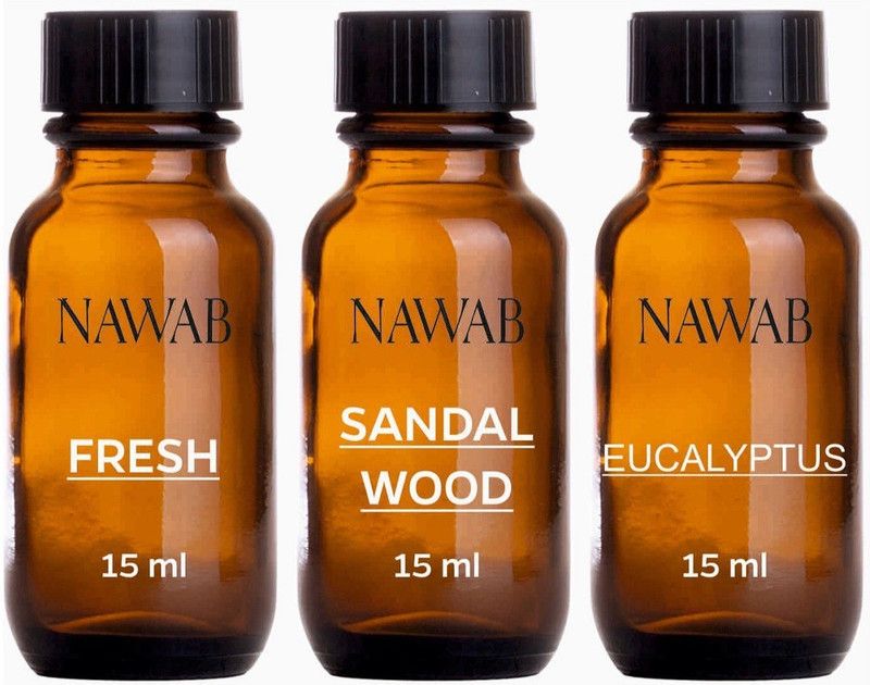 NAWAB essential aroma Diffuser oil(Fresh,Eucalyptus,Sandalwood-15ml each) Aroma Oil  (3 x 15 ml)