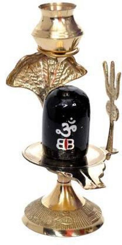 Ridha creation and design Shiva Lingam Abhishek Patra with Trishul and Nag for Pooja Decorative Showpiece - 8 cm (Brass, Gold, Black) Decorative Showpiece - 8 cm  (Brass, Multicolor)