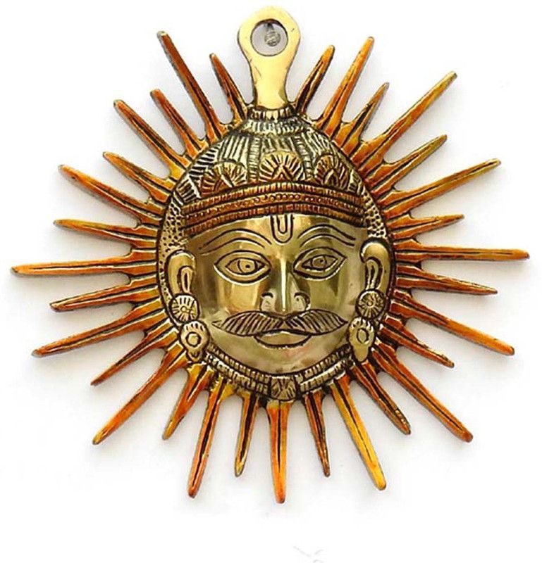 SUSAJJIT DECOR Brass Wall Plate of Sun Face Handicraft Wall Hanging Decorative Showpiece - 16 cm  (Brass, Yellow)