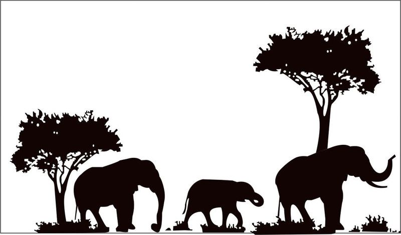 Crown Decals 92 cm Elephant Black Design Wall Sticker (Cover Area:-92x49) Self Adhesive Sticker  (Pack of 1)