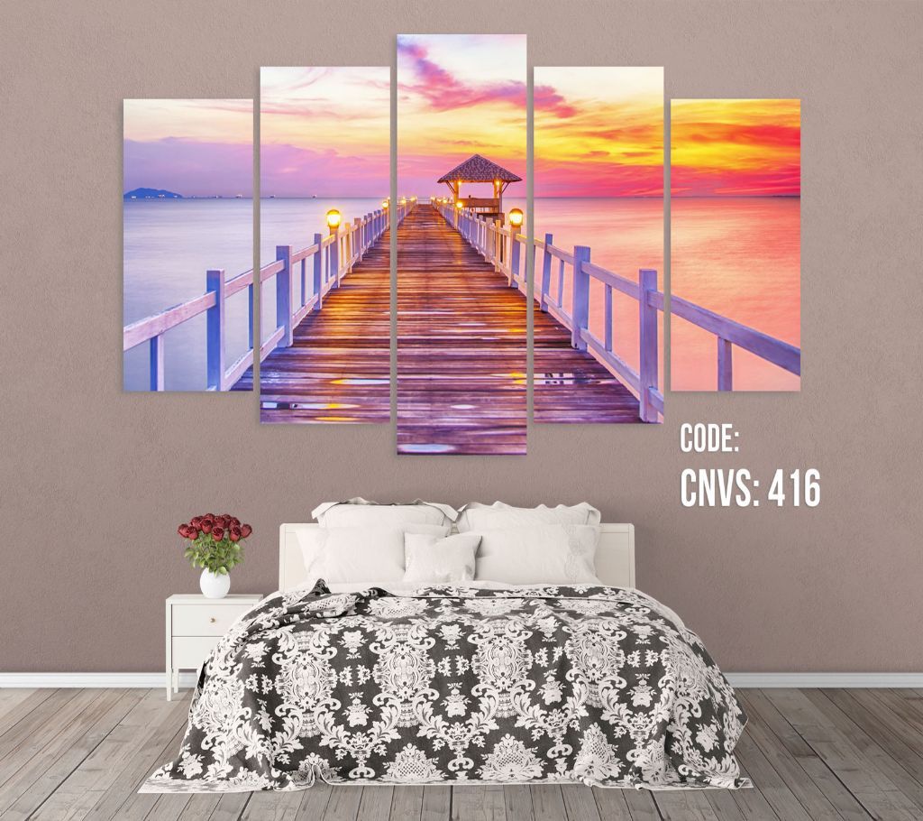 CNVS-416 Wooden Bridge Evening Wall Canvas Art Prints 96 inch x 48 inch
