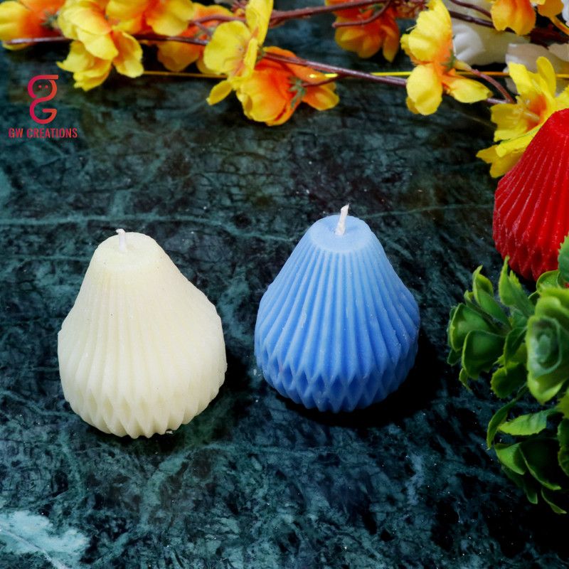 GW Creations Handmade Pear Lemon Grass Jasmine Candle Candle  (Blue, Multicolor, Pack of 2)